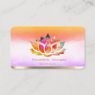 Elegante Bunte Lotus-Wasserfarbe  Farbige Visitenkarte