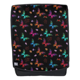 Elegante bunte Schmetterlinge auf Schwarz Rucksack