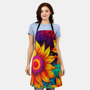 Elegante bunte Sonnenblume Flower Power Kunstwerk Schürze