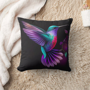 Elegante bunte Türkis-Violett-Kolibri-Kunst Kissen