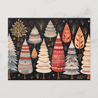 Elegante bunte Weihnachtsbäume Nordic Stil Postkarte