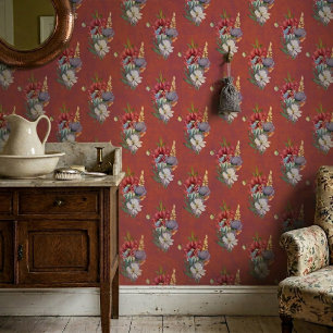 Elegante bunte Wildblumen auf staubigem Rot Tapete