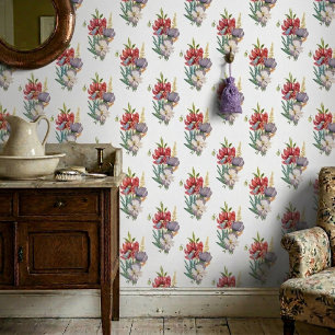 Elegante bunte Wildblumen auf Weiß Tapete