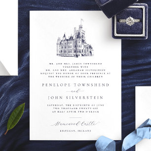 Elegante Burg-Illustration Eltern geben Hochzeit a Einladung