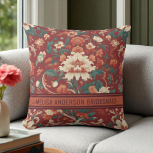 Elegante Burgund Chinoiserie Parco delle camelie L Kissen