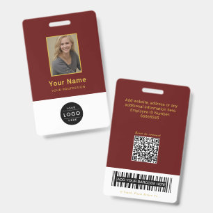 Elegante Burgund QR-Code Universitäts-ID Barcode Ausweis
