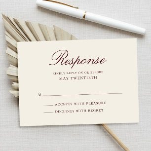 Elegante Burgund- und Creme-Klassische Hochzeit RSVP Karte