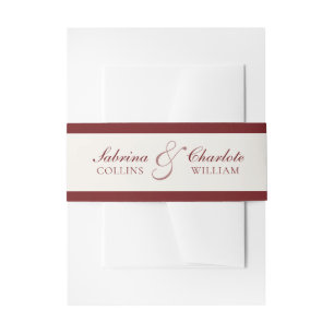 Elegante Burgund- und Elfenbeinhochzeit Einladungsbanderole
