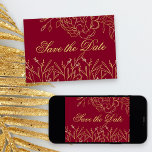 Elegante Burgund und Golden Frische Pasta machen Save The Date<br><div class="desc">Elegant Speichern Sie die Datumskarten, die Sie für den Anzug jedes Ereignisses anpassen können. Das zarte Blumendesign besticht durch eine feine Kunst, Konturen von Blume und goldfarbenen Blätter auf bordeauxrotem Hintergrund. Eine Seite der Karte liest "Save the Date" in schöner Schriftzypografie. Auf der anderen Seite der Karte befinden sich alle...</div>