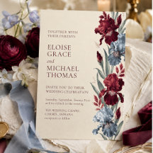 Elegante Burgund und staubblaue Iris Hochzeit