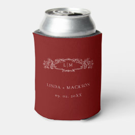 Elegante Burgund-Wappen-Monogramm-Hochzeit Dosenkühler