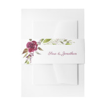 Elegante Burgund Wasserfarben-Blume Hochzeit