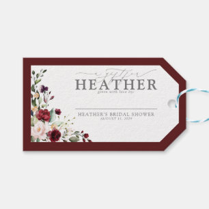 Elegante Burgunder Blumen-Brautstrauß ohne Hülle Geschenkanhänger