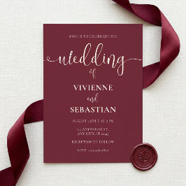 Elegante Burgunder Elfenbein Schrift Minimalistisc Einladung