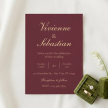 Elegante Burgunder-Gold-Schrift Minimalistische Ho
