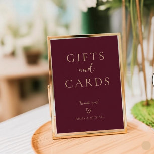 Elegante Burgunder Hochzeitskarten und Geschenke S Fotoplatte