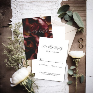 Elegante Burgunder Romantische Rose Antwortkarte RSVP Karte