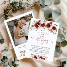 Elegante Burgunder-Rosa-Rosen-Foto-Floral-Hochzeit