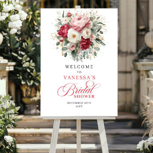 Elegante Burgunder-Rosé-Blumen-Empfang zur Brautpa Poster