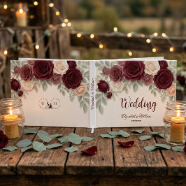 Elegante Burgunder-Rosen Chic-Hochzeit Gästebuch