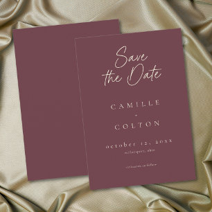 Elegante Burgunder-Wein-Hochzeit im minimalistisch Save The Date