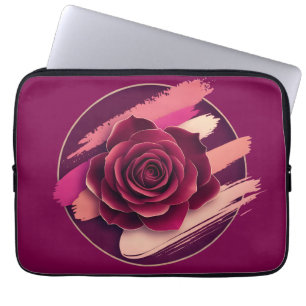 Elegante Burgunderrose mit abstrakten Pinselstrich Laptopschutzhülle