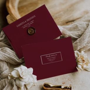 Elegante burgunderrote Adressetiketten für Hochzei Aufkleber