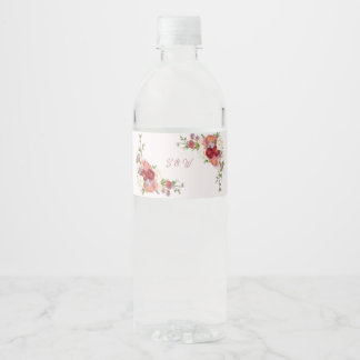 Elegante burgunderrote Blush-Blumen-Monogramm-Hoch