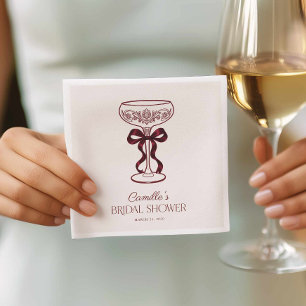 Elegante burgunderrote Bogen-Hochzeitsdusche-Cockt Serviette