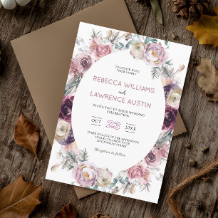 Elegante burgunderrote botanische Hochzeitseinladu Einladung