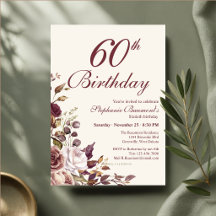 Elegante burgunderrote cremefarbene Blumen zum 60.