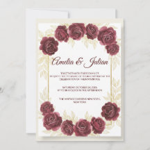 Elegante burgunderrote Floral- und Gold-Hochzeitse