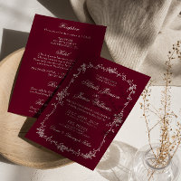 Elegante burgunderrote florale Retro-Hochzeits-Ein