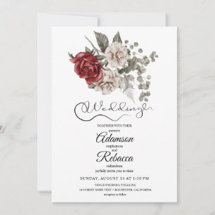 Elegante burgunderrote florale rustikale Hochzeits Ankündigung