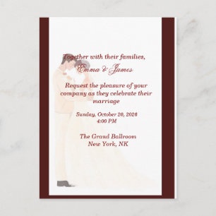 Elegante burgunderrote Hochzeitseinladung  Postkarte