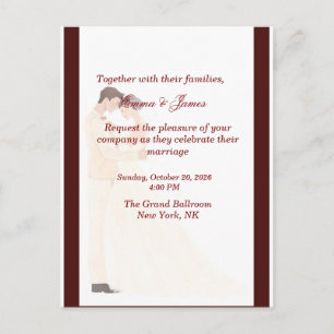 Elegante burgunderrote Hochzeitseinladung  Postkarte