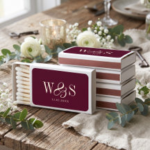 Elegante burgunderrote Hochzeitspaare Initialen