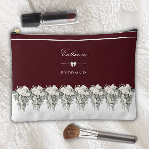 Elegante burgunderrote Kosmetiktasche für Brautjun Zubehörtasche