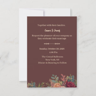 Elegante burgunderrote Luxus-Hochzeitseinladung Dankeskarte