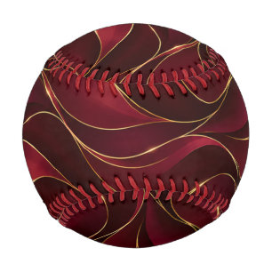 Elegante burgunderrote Marmorwellen mit goldenen A Baseball