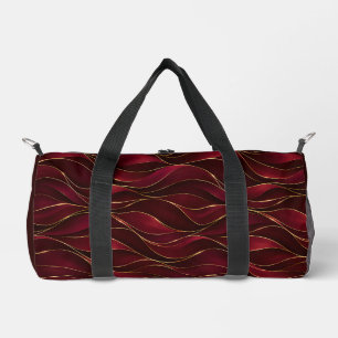 Elegante burgunderrote Marmorwellen mit goldenen A Duffle Bag
