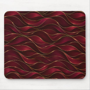 Elegante burgunderrote Marmorwellen mit goldenen A Mousepad