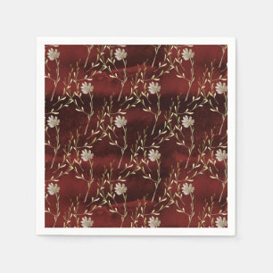 Elegante burgunderrote Marsala-Blumenparty-Papier Serviette