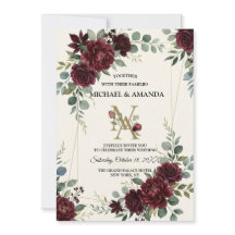 Elegante burgunderrote Rosen botanische Hochzeit