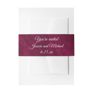 Elegante burgunderrote Samt-Hochzeitsborte Einladungsbanderole