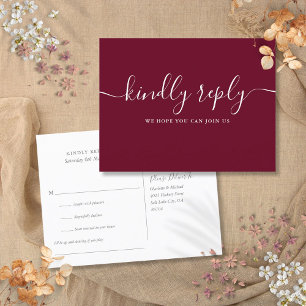 Elegante burgunderrote Songwunsch-RSVP-Postkarte Einladungspostkarte