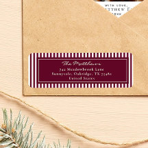 Elegante burgunderrote Streifen-Weihnachts-Adresse