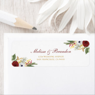 Elegante burgunderrote und goldene florale Hochzei