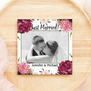 Elegante burgunderrote und rosa Hochzeitseinladung Feiertagskarte