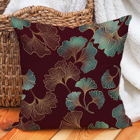 Elegante Burgundy Aquamarin Gold Ginko Blätter